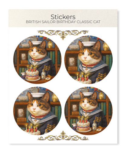 Ezen - British Sailor Birthday Classic Cat - Sticker Set
