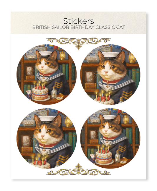 Ezen - British Sailor Birthday Classic Cat - Sticker Set