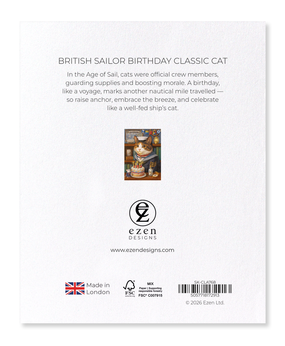 Ezen - British Sailor Birthday Classic Cat - Sticker Set