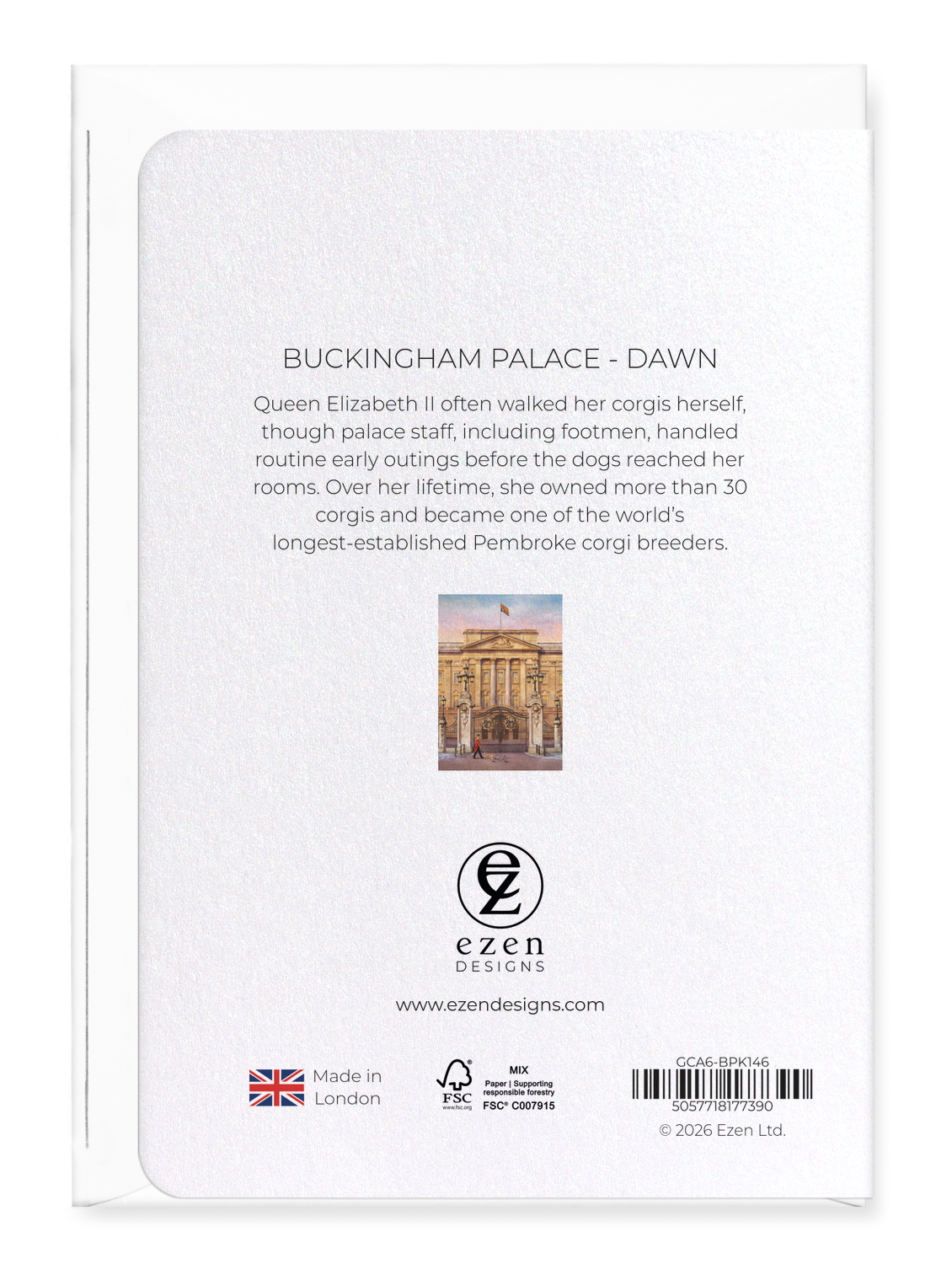 Ezen - Buckingham Palace - Dawn - Greeting Card - Back