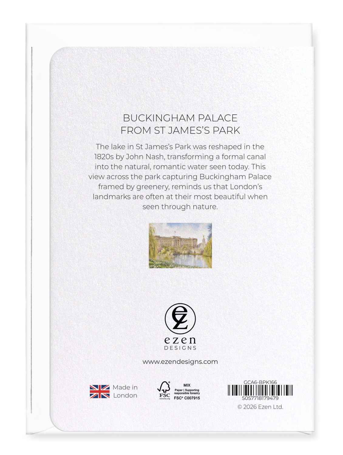 Ezen - Buckingham Palace from St James’s Park - Greeting Card - Back