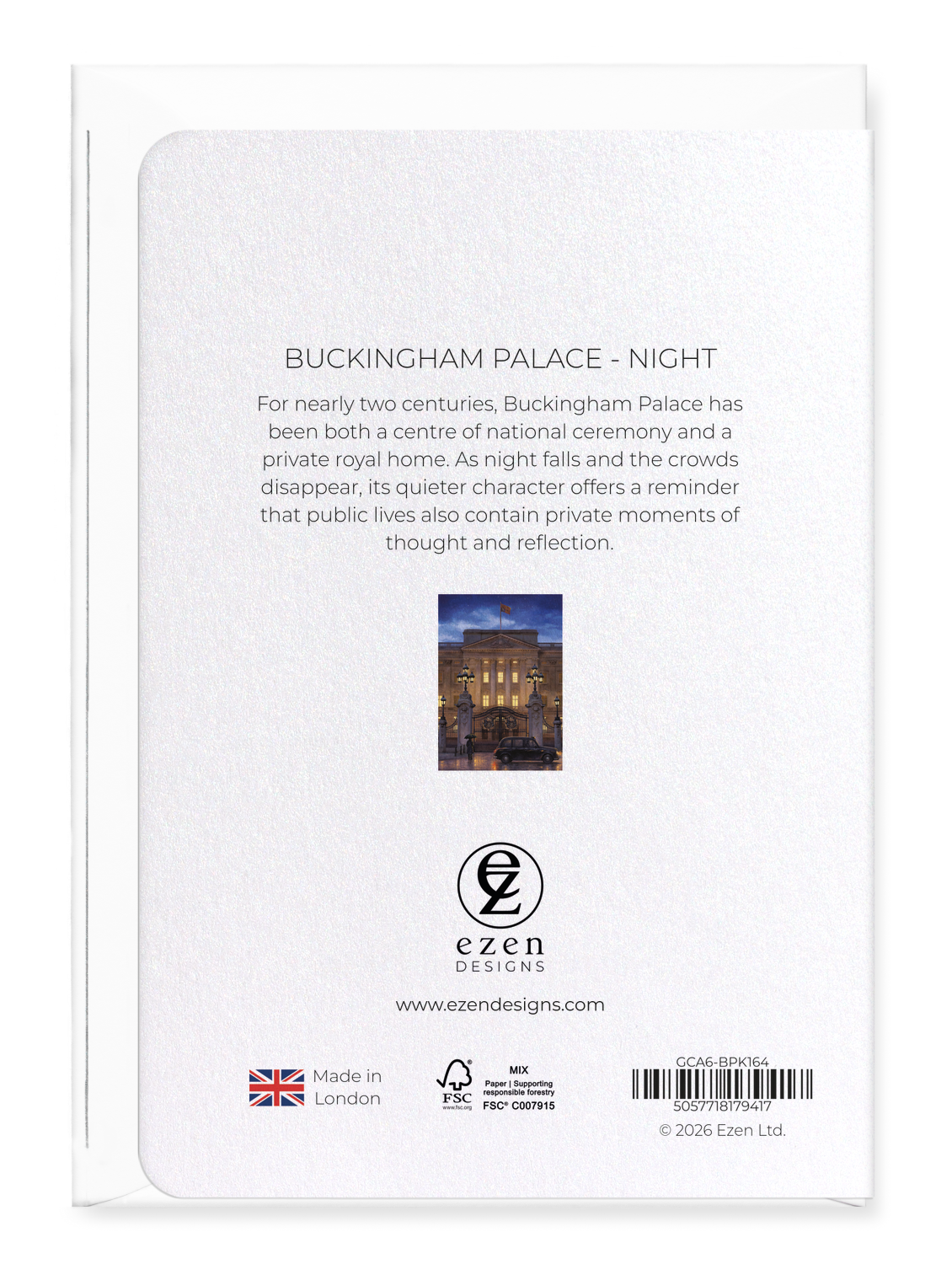 Ezen - Buckingham Palace - Night - Greeting Card - Back