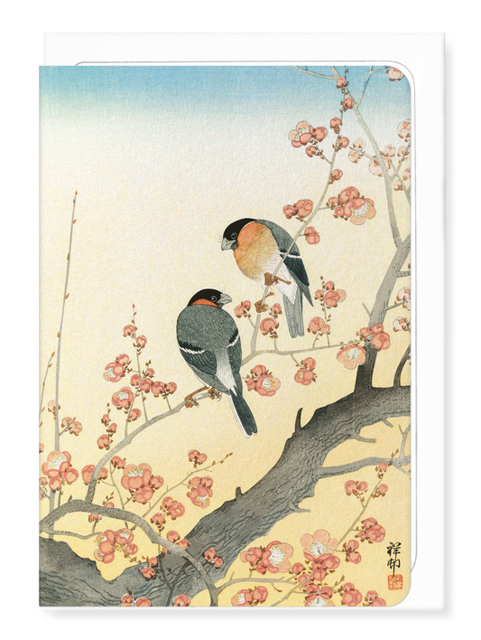 Ezen - BULLFINCHES AND PLUM BLOSSOMS (C.1930) - Greeting Card - Front