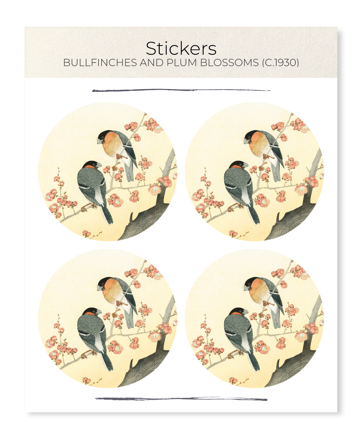 Ezen - BULLFINCHES AND PLUM BLOSSOMS (C.1930) - Sticker Set