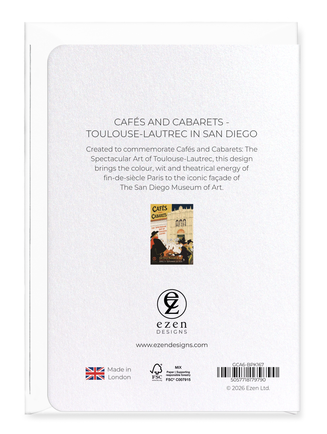 Ezen - Cafés and Cabarets - Toulouse-Lautrec in San Diego - Greeting Card - Back