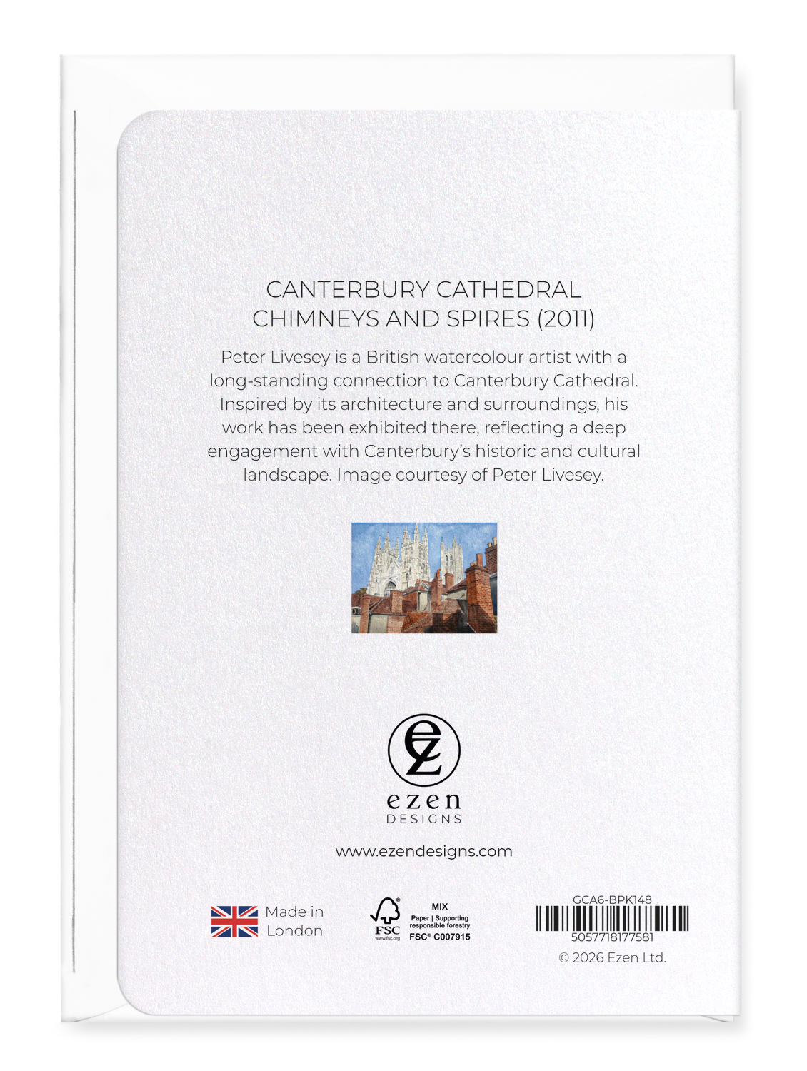 Ezen - Canterbury cathedral chimneys and spires (2011) - Greeting Card - Back