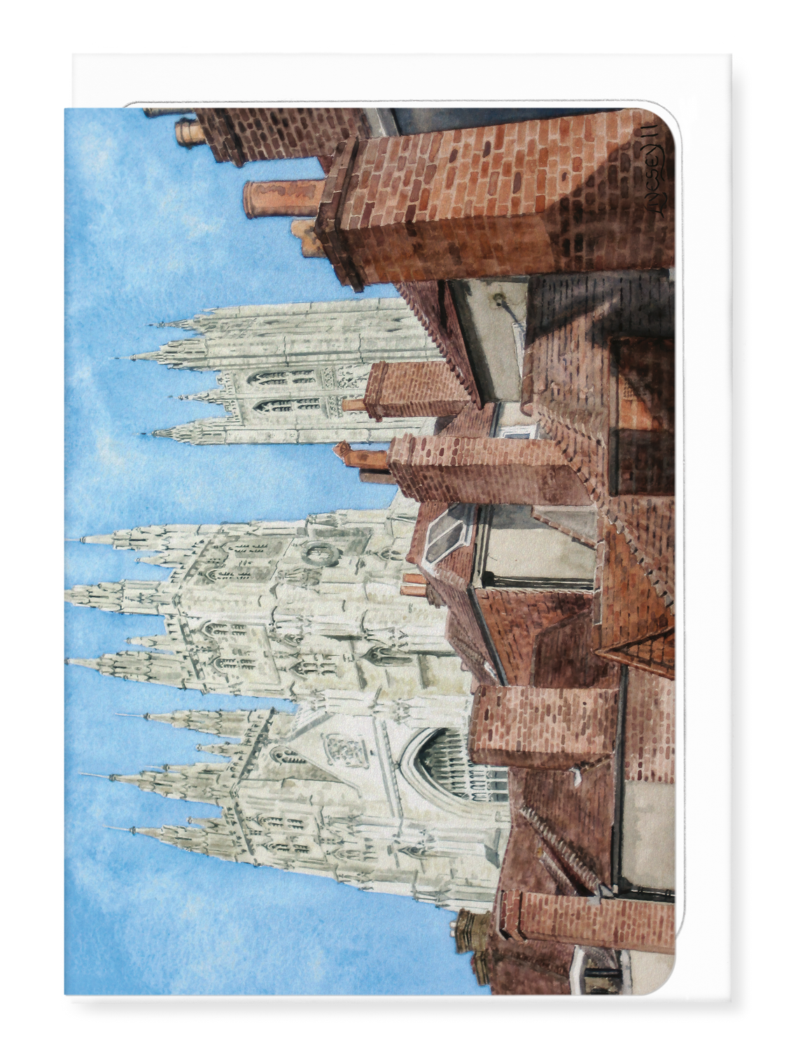 Ezen - Canterbury cathedral chimneys and spires (2011) - Greeting Card - Front