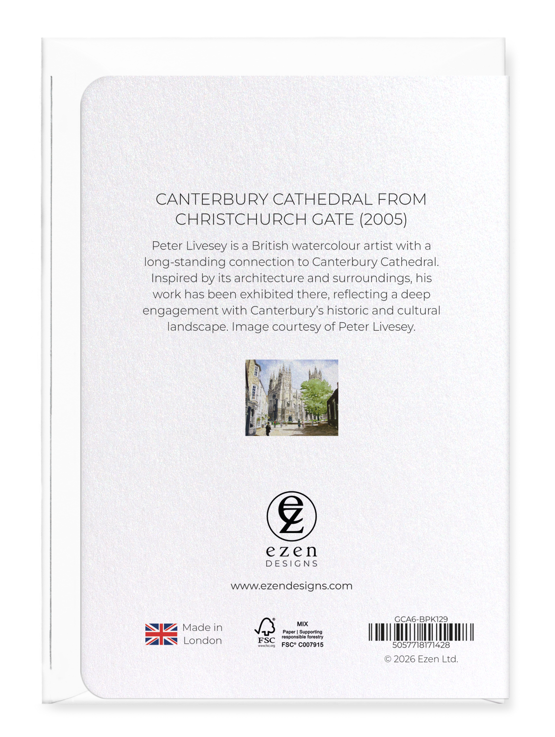 Ezen - Canterbury Cathedral from Christchurch Gate (2005) - Greeting Card - Back