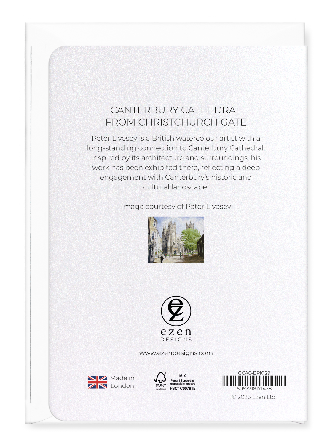 Ezen - Canterbury Cathedral from Christchurch Gate - Greeting Card - Back
