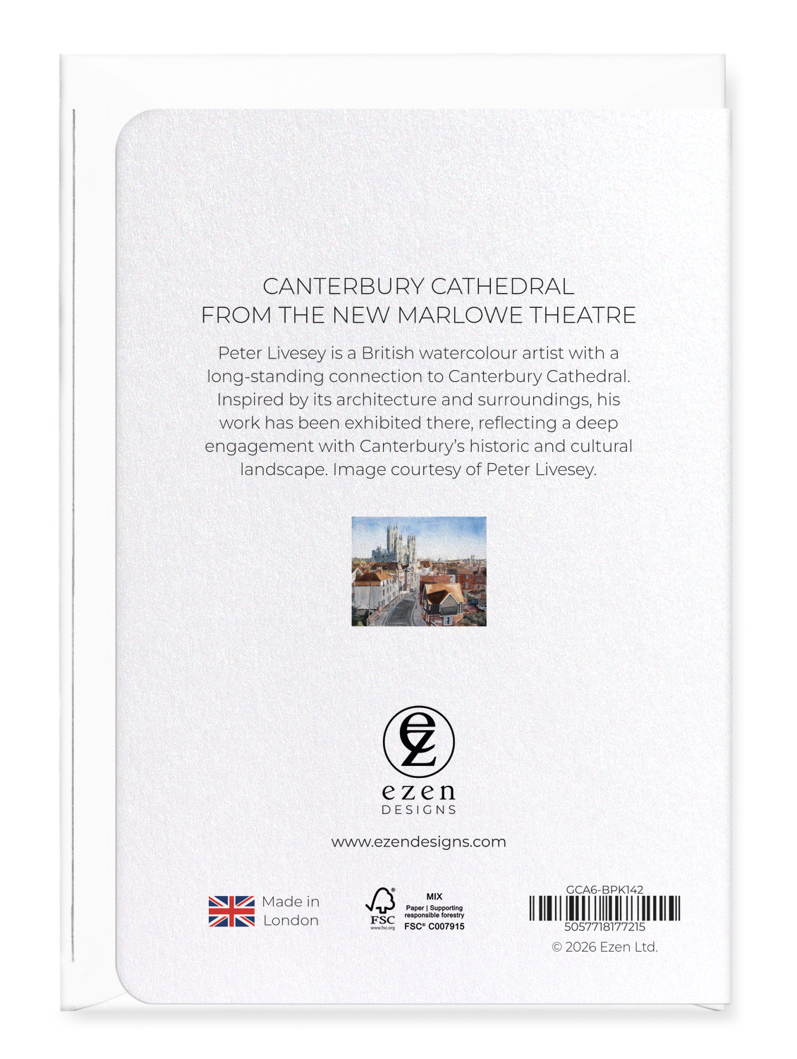 Ezen - Canterbury Cathedral from the new Marlowe Theatre - Greeting Card - Back