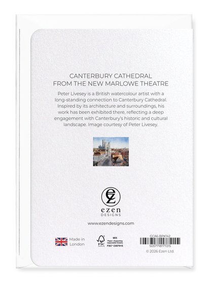 Ezen - Canterbury Cathedral from the new Marlowe Theatre - Greeting Card - Back