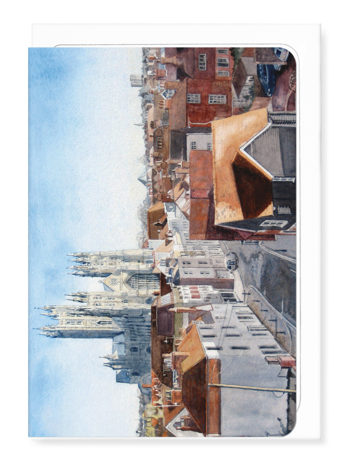 Ezen - Canterbury Cathedral from the new Marlowe Theatre - Greeting Card - Front