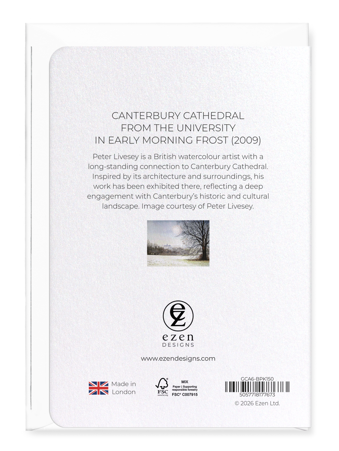 Ezen - Canterbury cathedral from the university in early morning frost (2009) - Greeting Card - Back