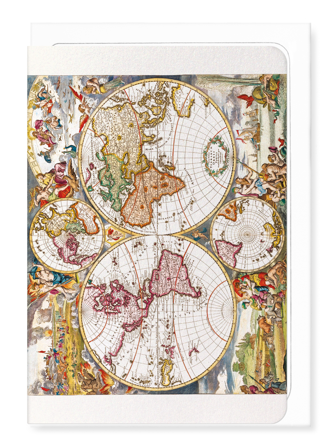 Ezen - Carte du Monde Vintage (1660) - Greeting Card - Front