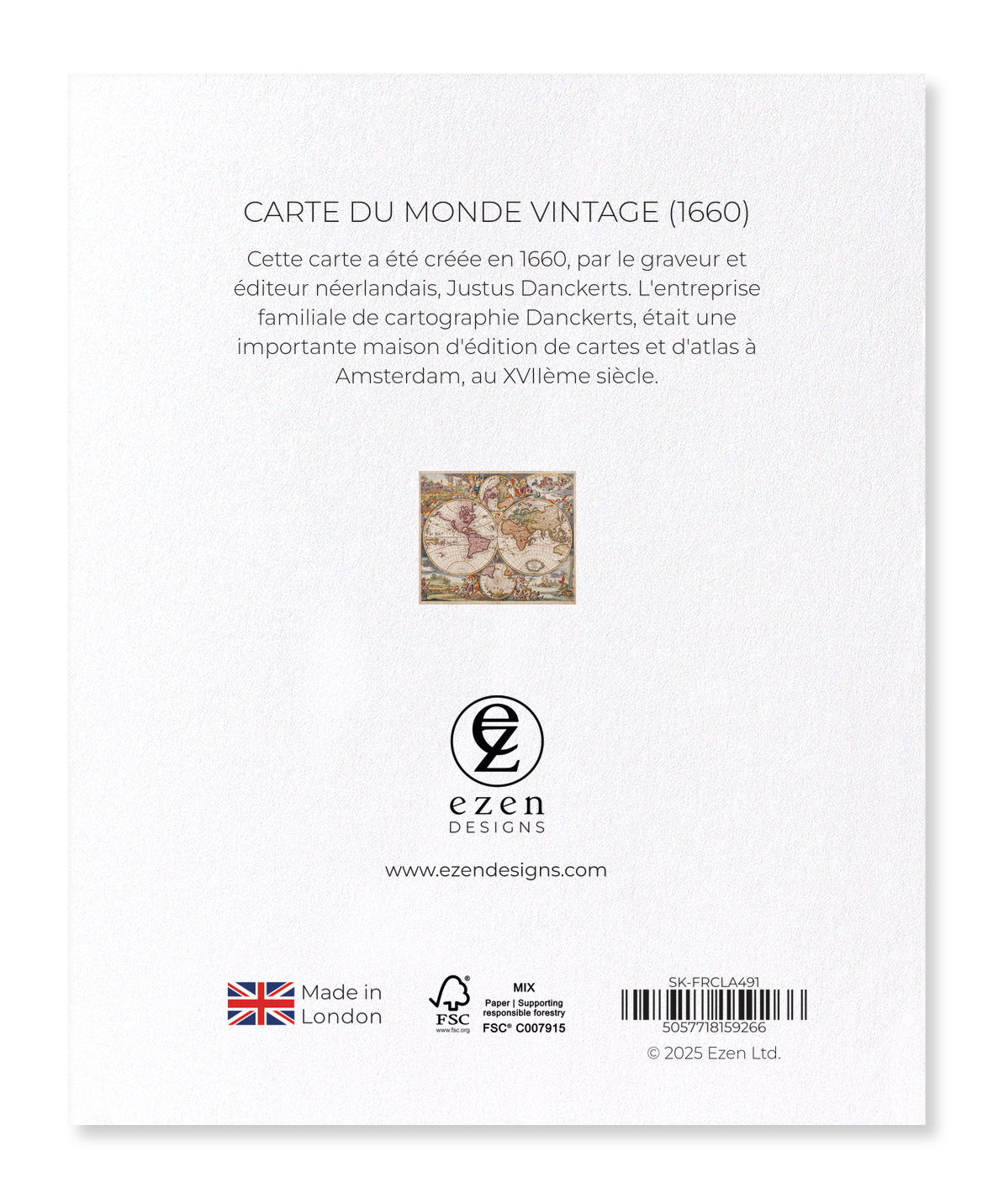 Ezen - Carte du Monde Vintage (1660) - Sticker Set