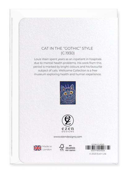 Ezen - Cat in the “gothic” style (c.1930) - Greeting Card - Back