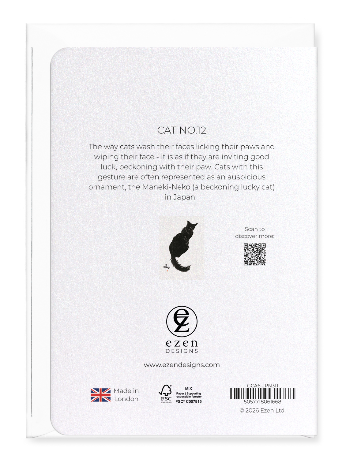 Ezen - Cat no.12 - Greeting Card - Back