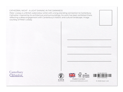 Ezen - Cathedral Night - A Light Shining in the Darkness - Postcard - Back