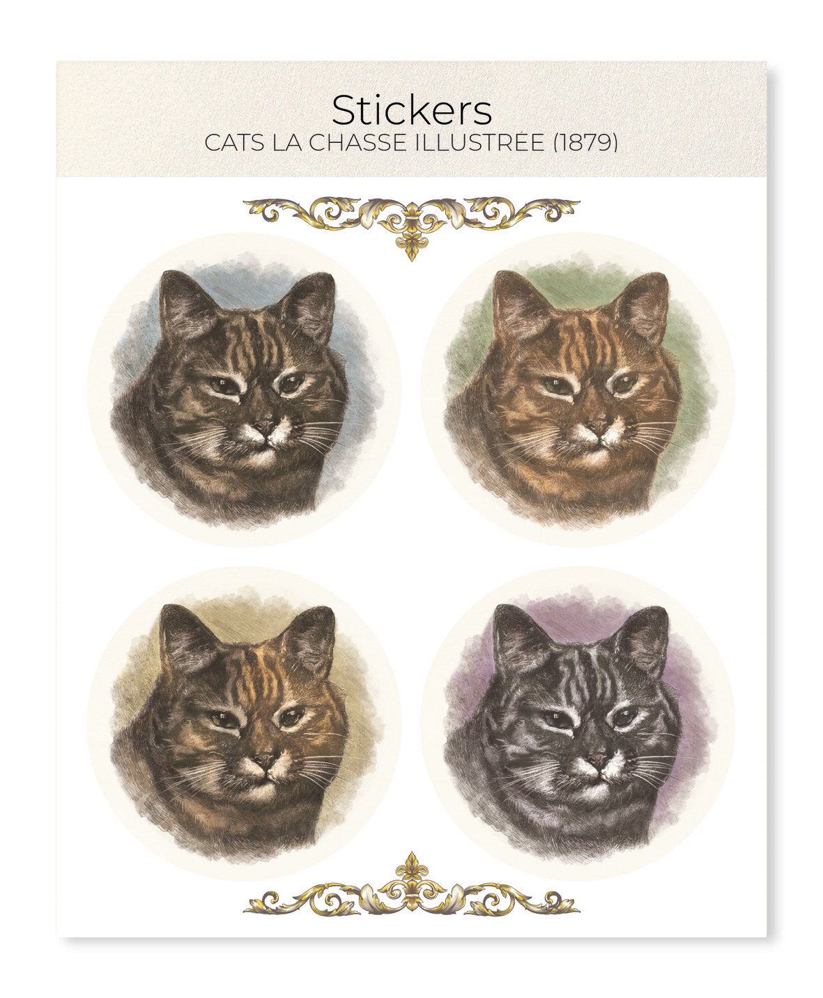 Ezen - Cats La Chasse illustrée (1879) - Sticker Set