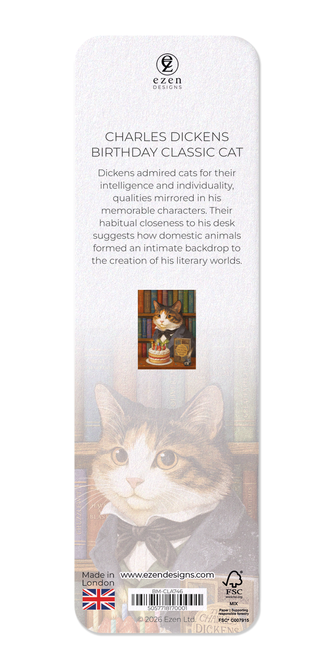 Ezen - Charles Dickens birthday classic cat - Bookmark - Back