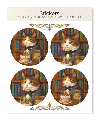 Ezen - Charles Dickens birthday classic cat - Sticker Set