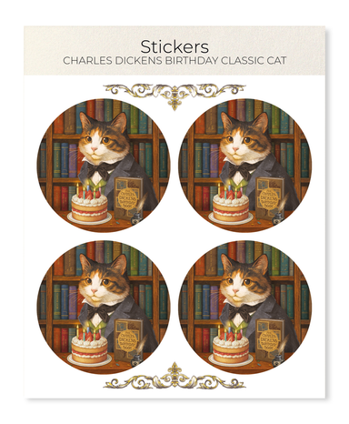 Ezen - Charles Dickens birthday classic cat - Sticker Set