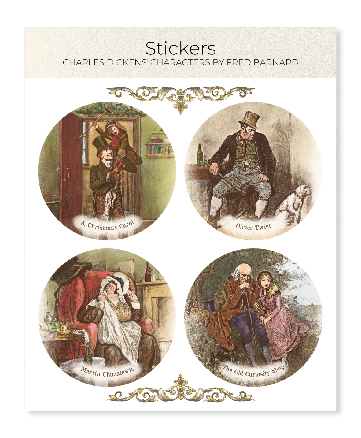 Ezen - Charles Dickens' characters by Fred Barnard - Sticker Set
