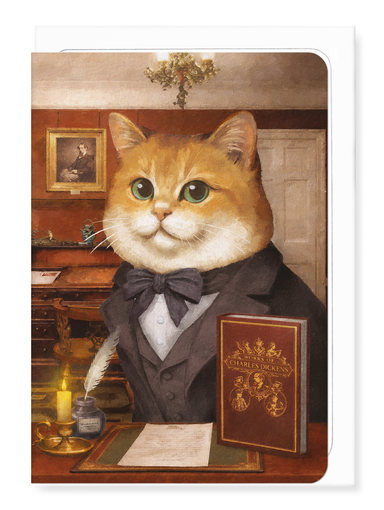 Ezen - Charles Dickens Classic Cat - Greeting Card - Front