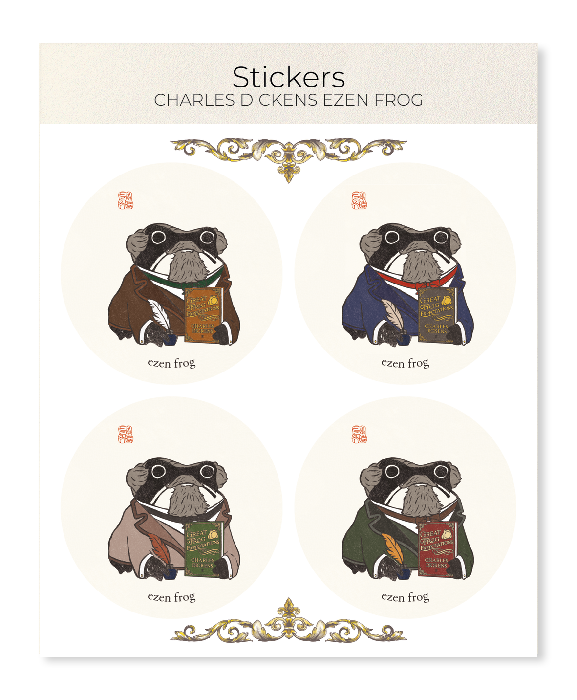 Ezen - Charles Dickens Ezen Frog - Sticker Set