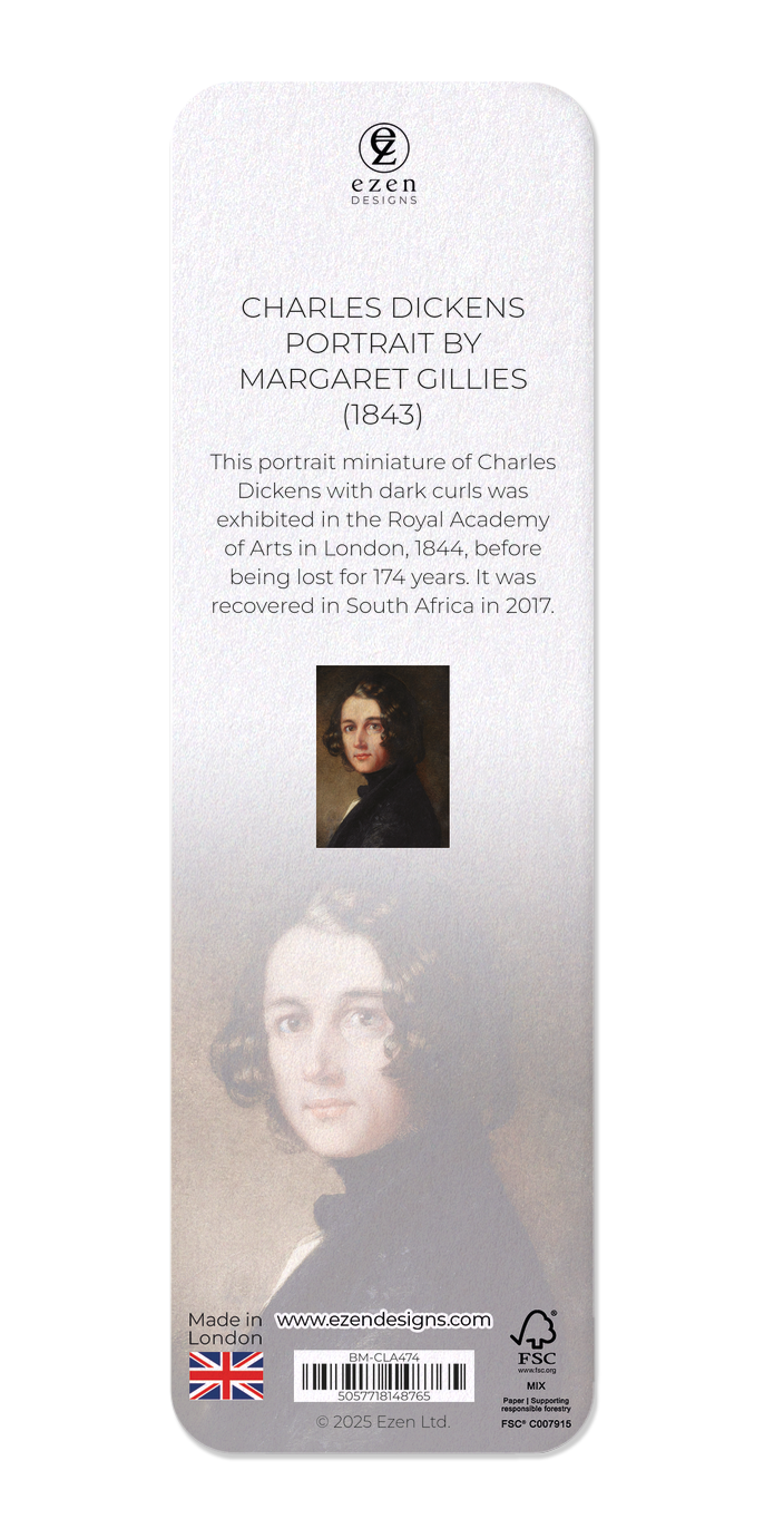 Ezen - Charles Dickens Portrait by Margaret Gillies (1843) - Bookmark - Back