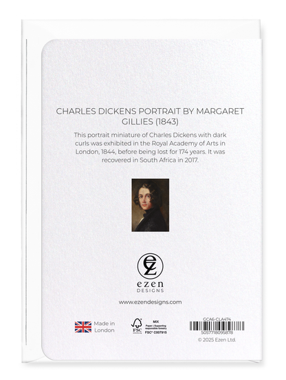 Ezen - Charles Dickens Portrait by Margaret Gillies (1843) - Greeting Card - Back