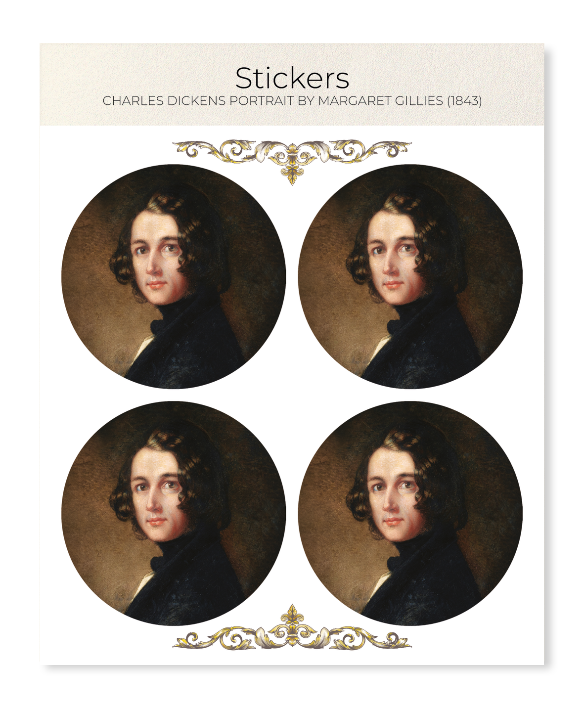 Ezen - Charles Dickens Portrait by Margaret Gillies (1843) - Sticker Set