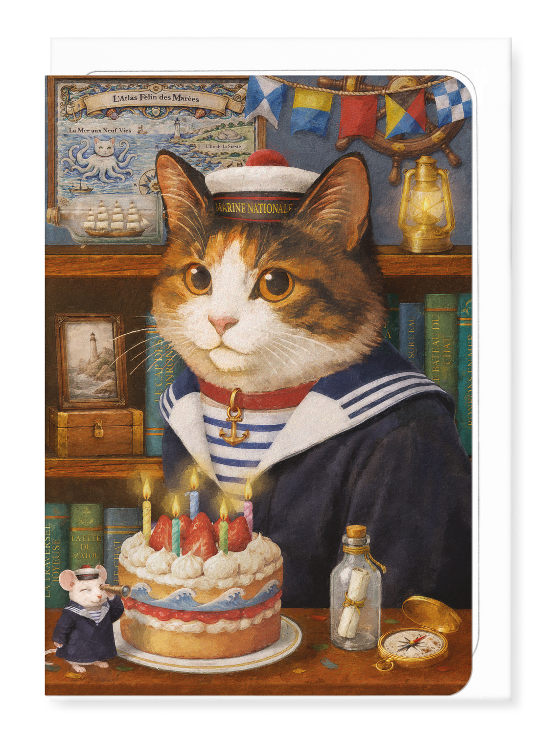Ezen - CHAT CLASSIQUE D’ANNIVERSAIRE DE MARIN FRANÇAIS - Greeting Card - Front