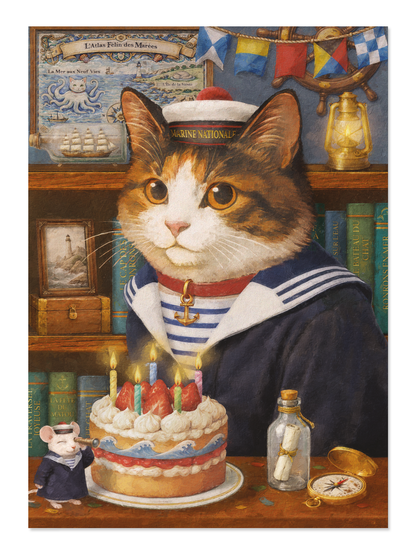 Ezen - CHAT CLASSIQUE D’ANNIVERSAIRE DE MARIN FRANÇAIS - Postcard - Front