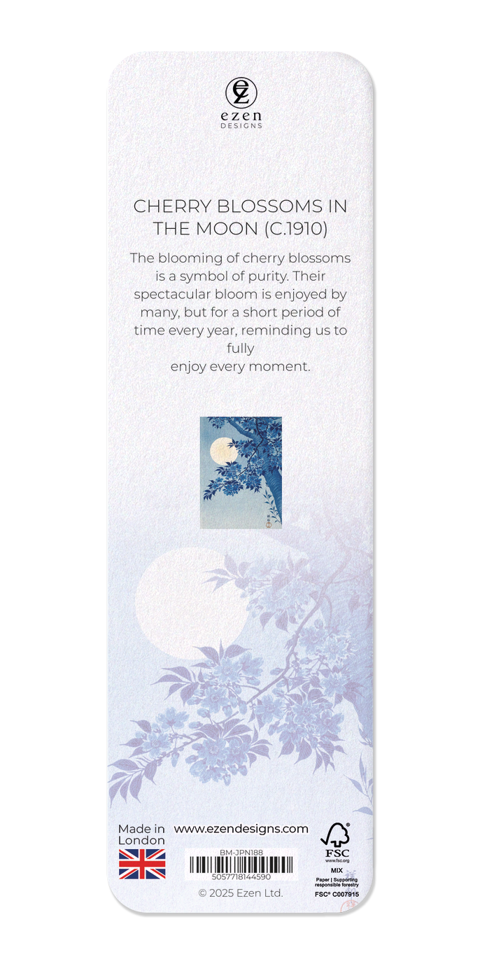 Ezen - Cherry blossoms in the moon (c.1910) - Bookmark - Back