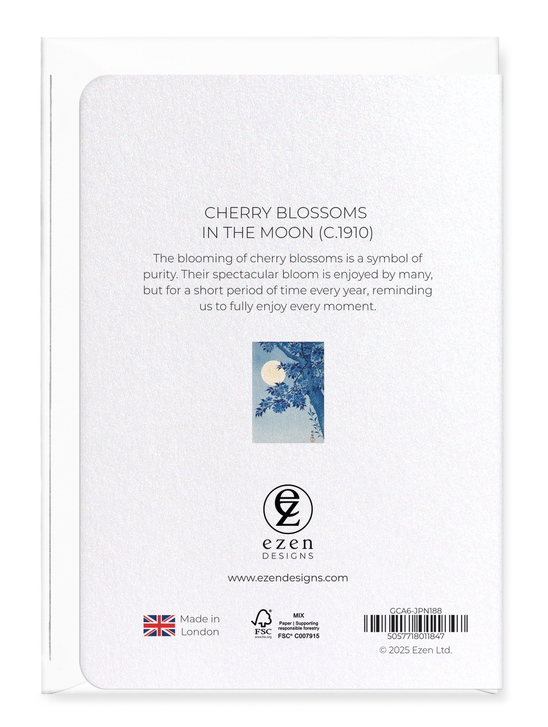 Ezen - Cherry blossoms in the moon (c.1910) - Greeting Card - Back