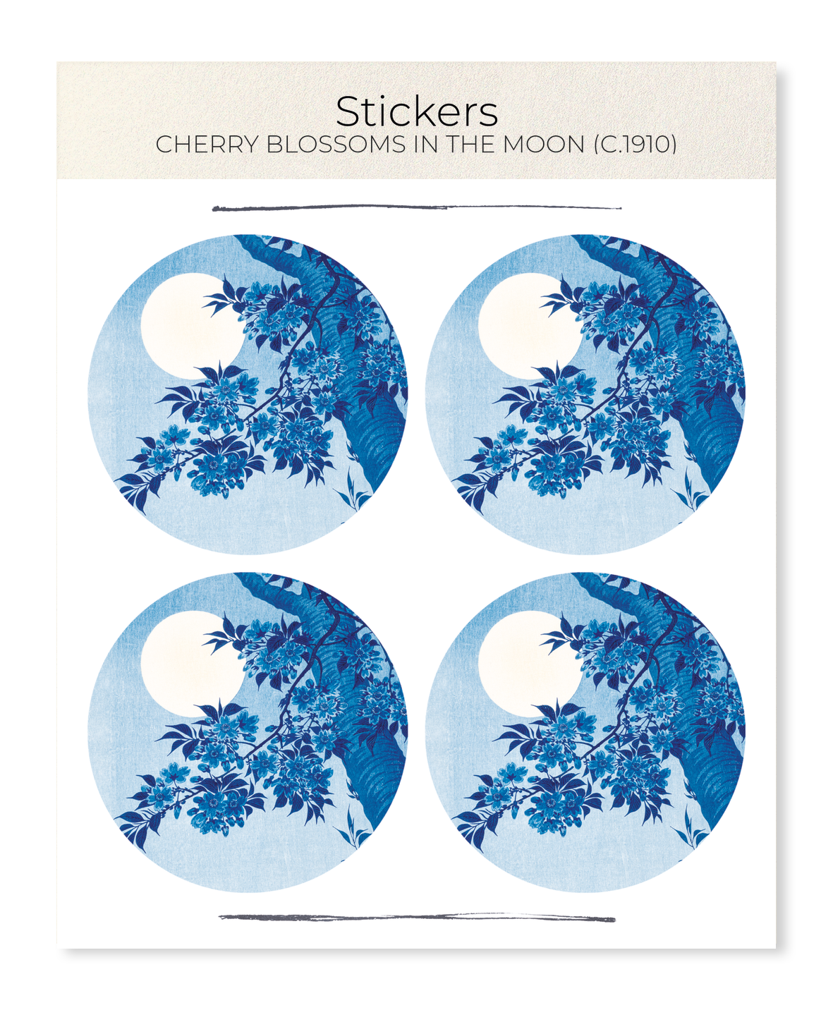 Ezen - Cherry blossoms in the moon (c.1910) - Sticker Set