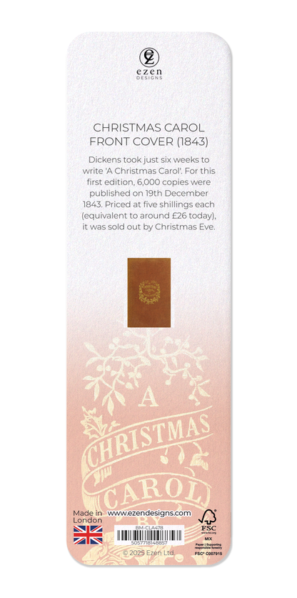 Ezen - Christmas Carol Front Cover (1843) - Bookmark - Back