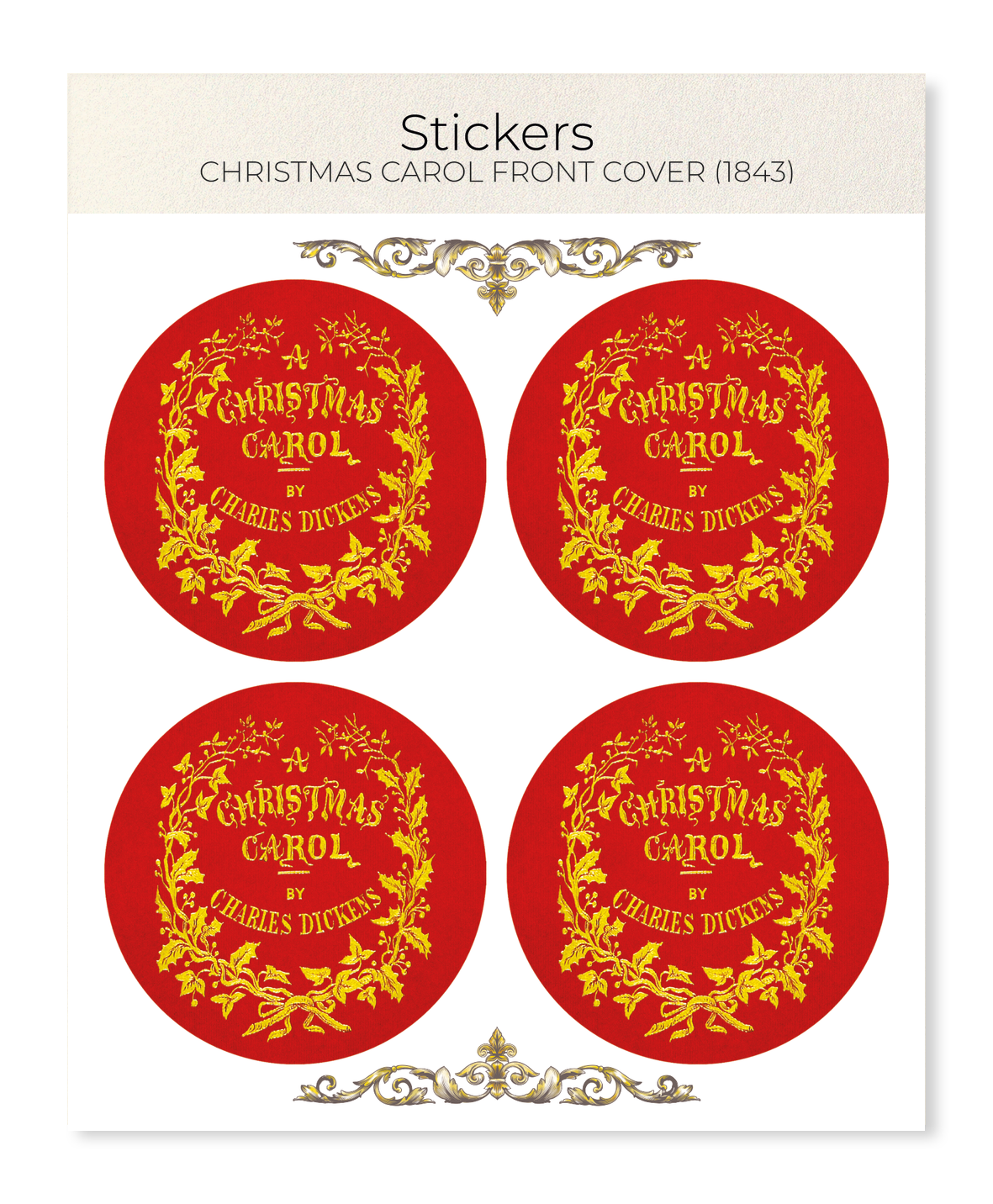 Ezen - Christmas Carol Front Cover (1843) - Sticker Set
