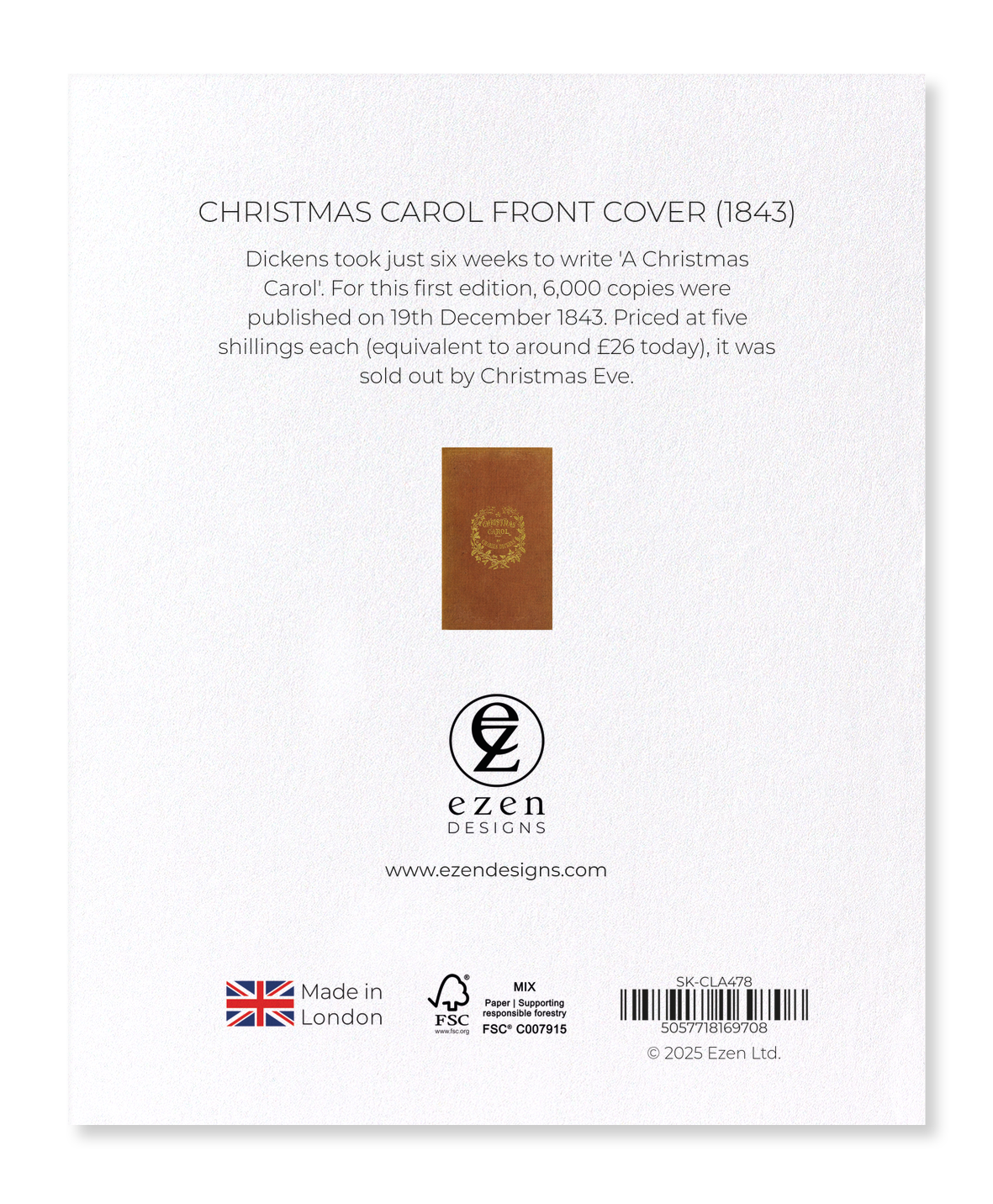 Ezen - Christmas Carol Front Cover (1843) - Sticker Set