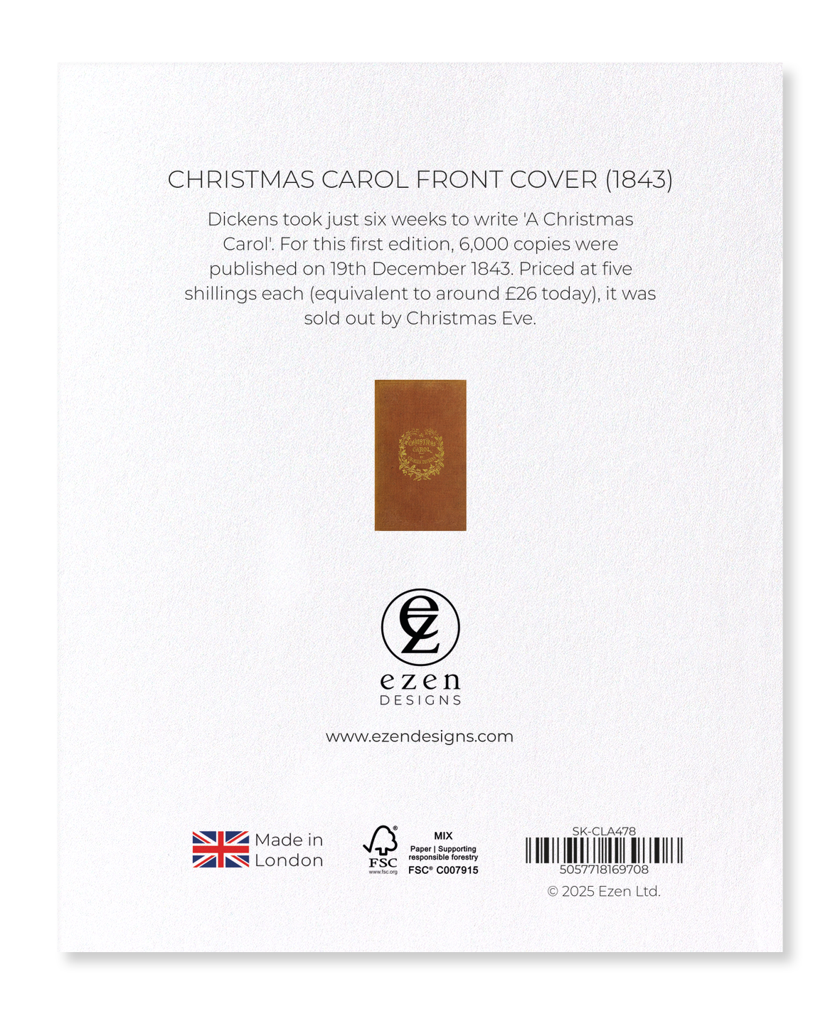 Ezen - Christmas Carol Front Cover (1843) - Sticker Set