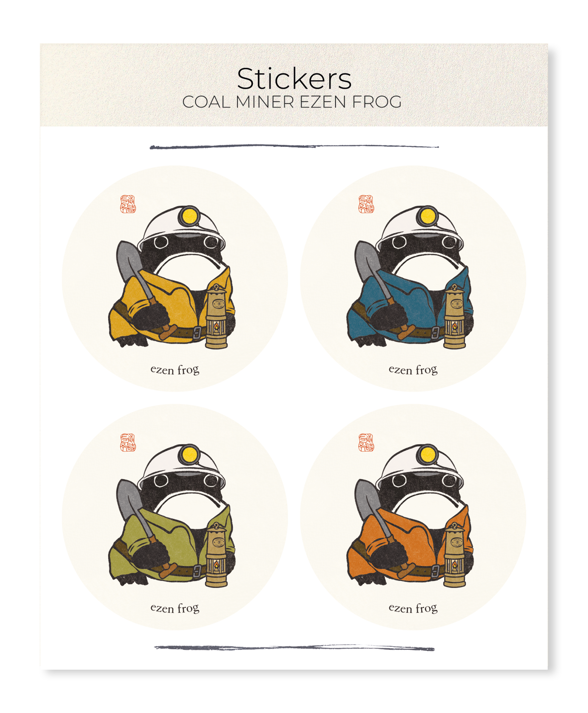 Ezen - Coal Miner Ezen Frog - Sticker Set