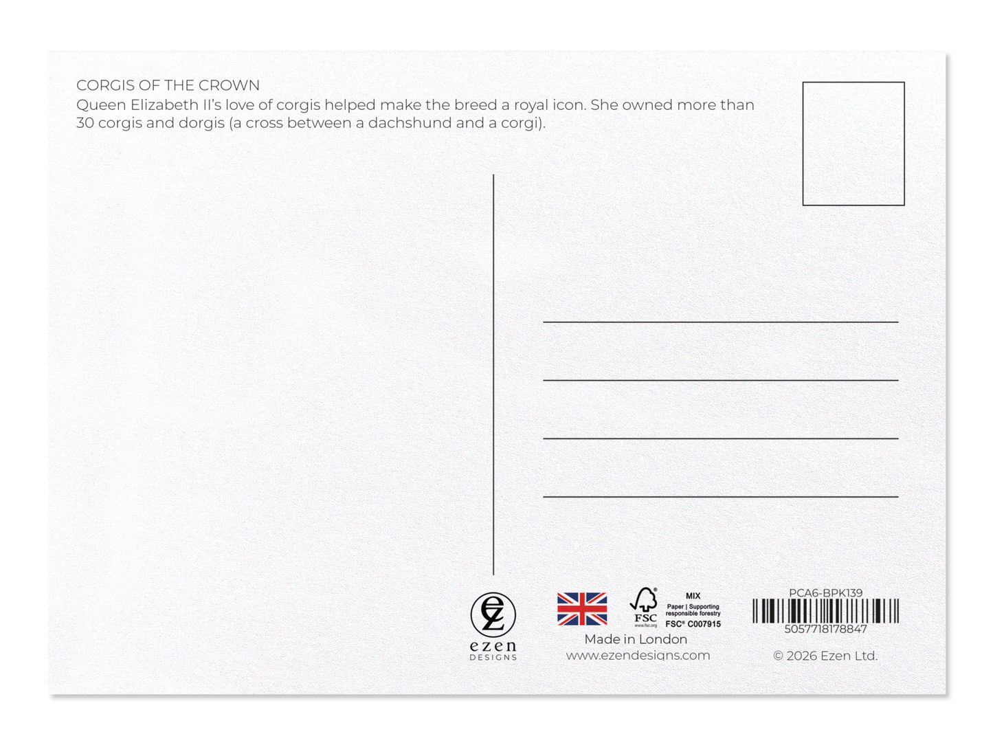 Ezen - Corgis of the Crown - Postcard - Back