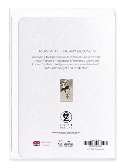 Ezen - Crow with cherry blossom - Greeting Card - Back