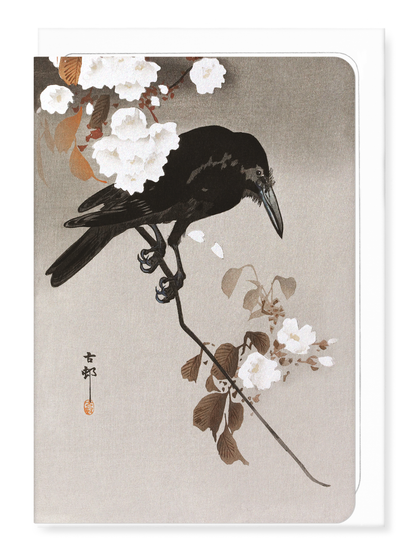 Ezen - Crow with cherry blossom - Greeting Card - Front