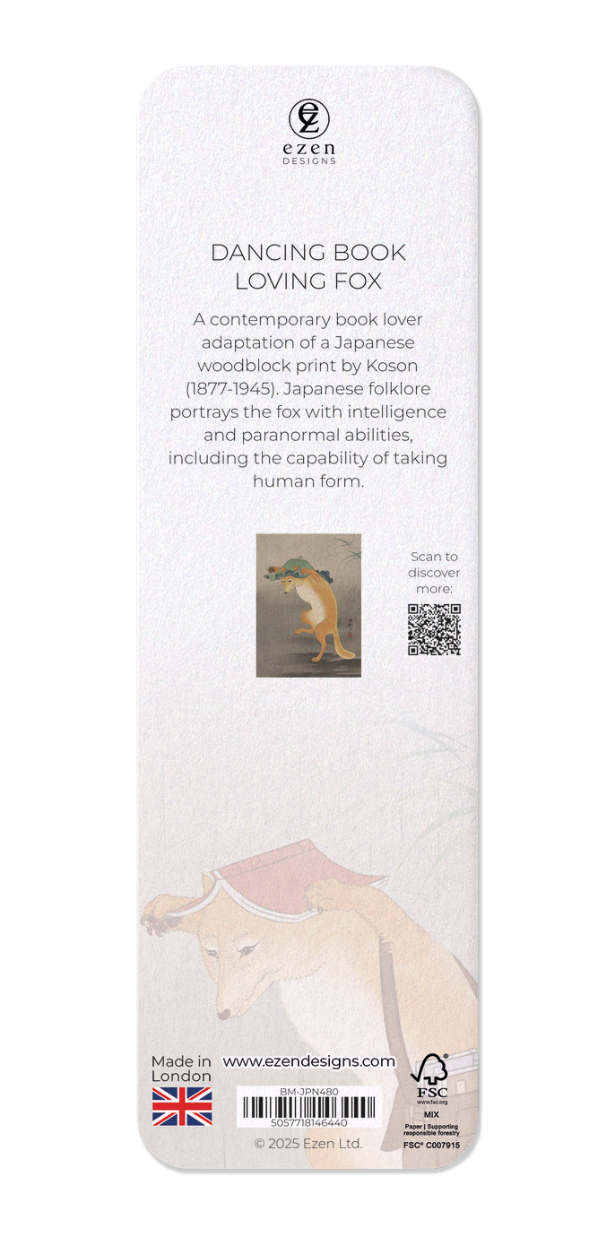 Ezen - Dancing Book loving fox - Bookmark - Back