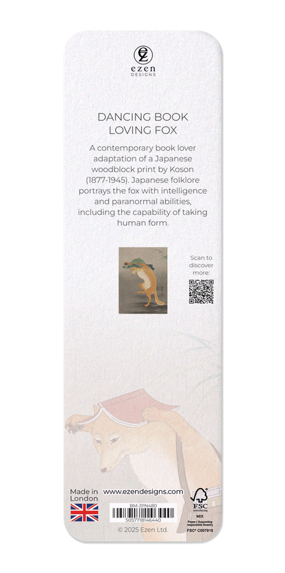 Ezen - Dancing Book loving fox - Bookmark - Back