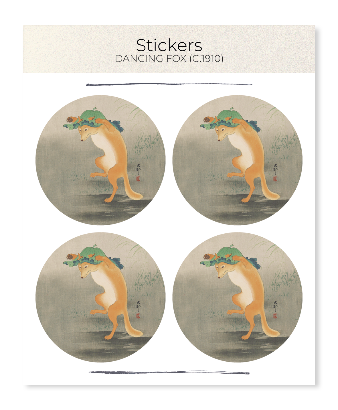 Ezen - Dancing fox (c.1910) - Sticker Set