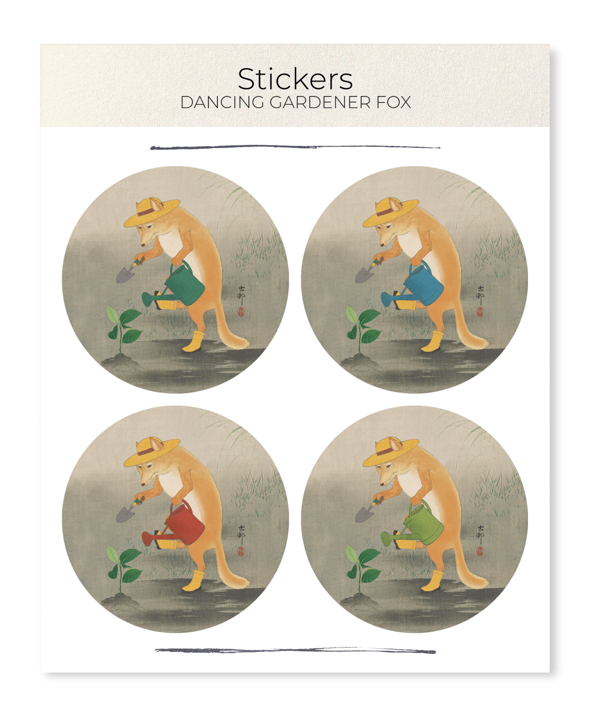 Ezen - Dancing Gardener fox - Sticker Set