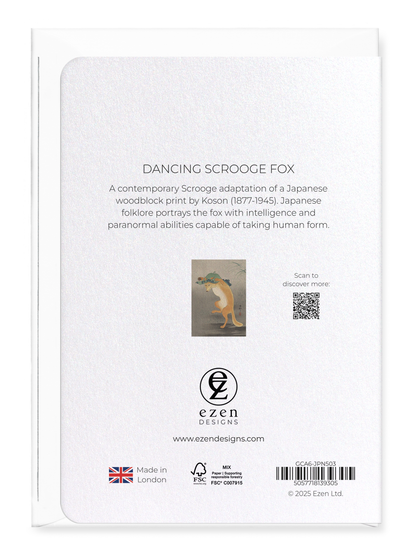 Ezen - Dancing Scrooge Fox - Greeting Card - Back